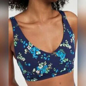 NWT Aerie blue‎ floral sports bra XS